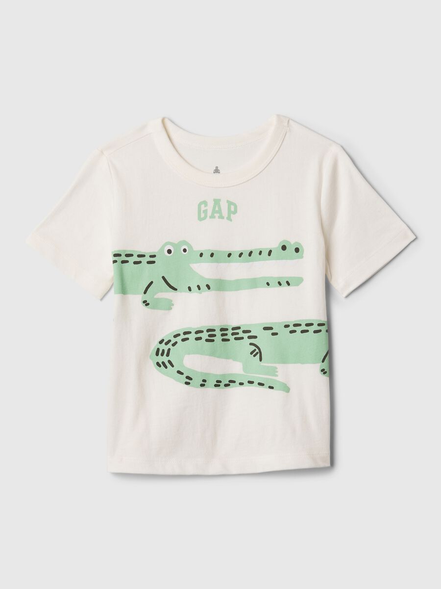 Cotton T-shirt with crocodile print and logo_0