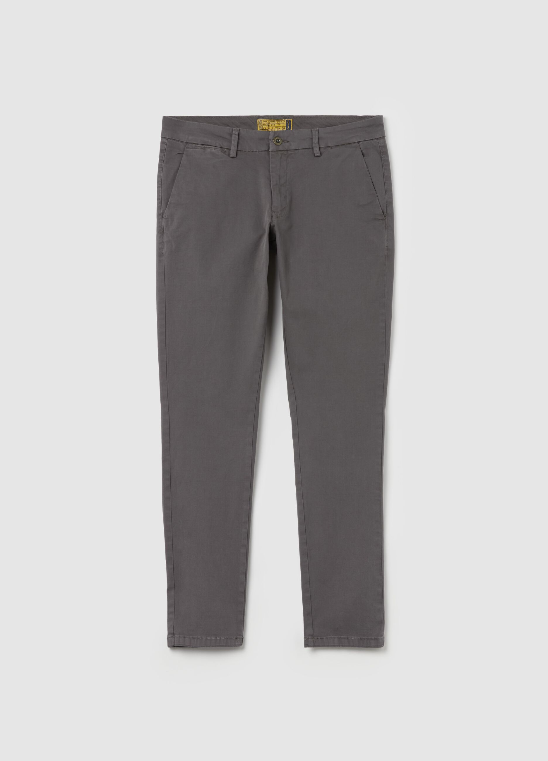 Pantaloni chino in cotone stretch tinta unita