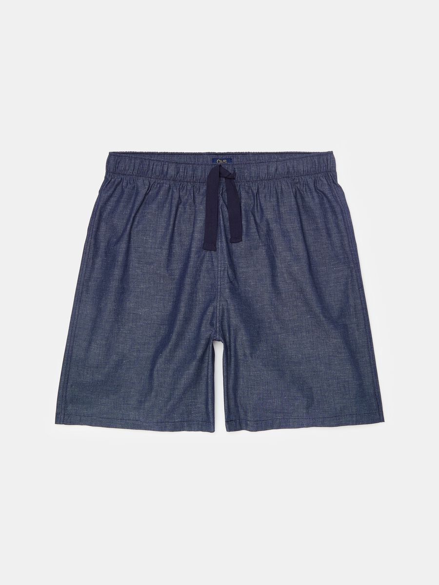 Pyjama shorts in cotton canvas with drawstring_4