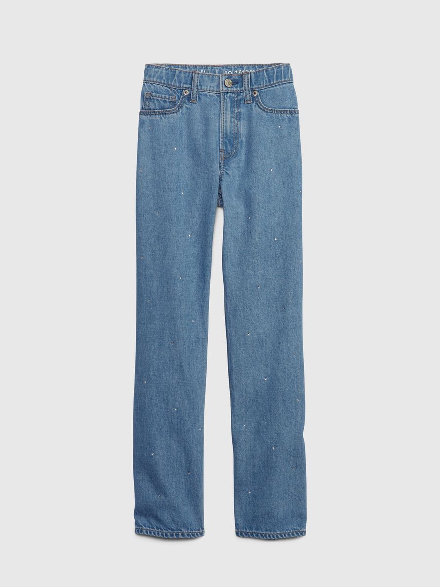 Loose-fit, high-waist jeans with diamanté_0