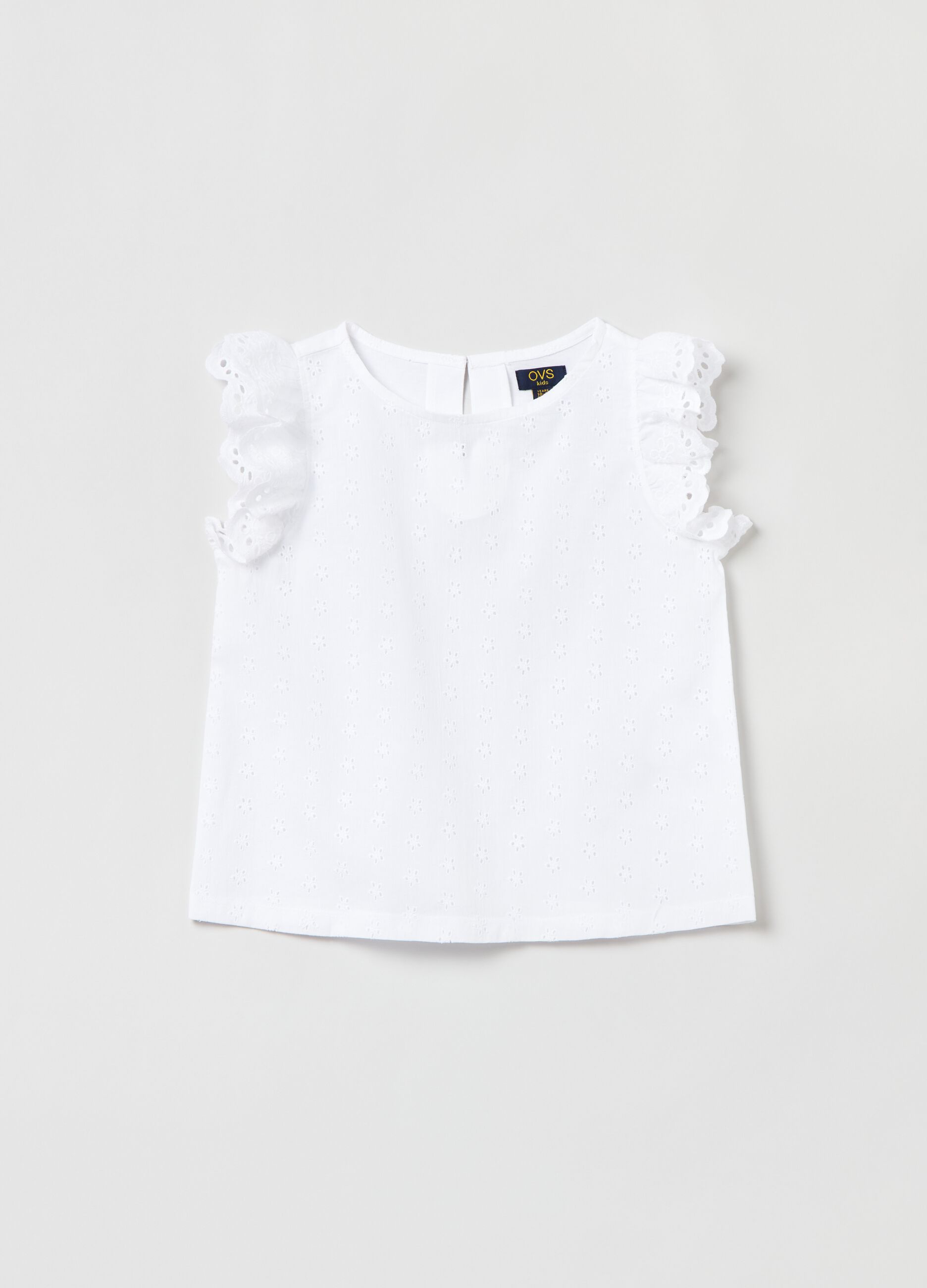 Broderie anglaise cotton sleeveless blouse