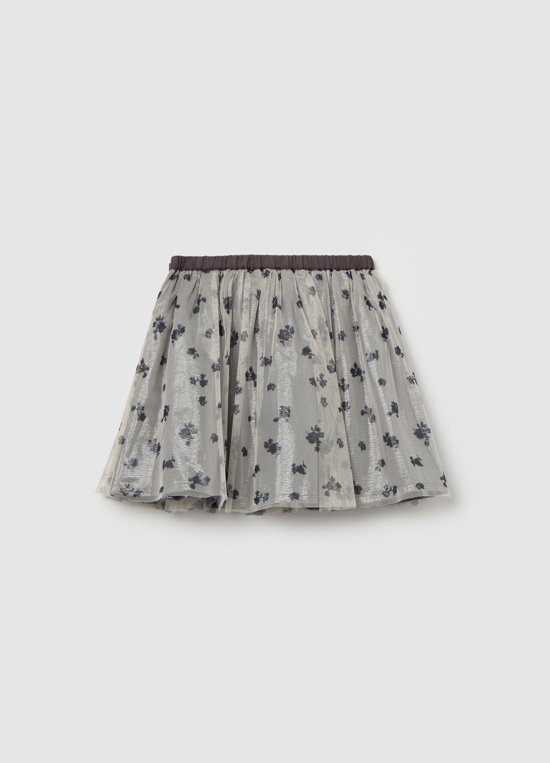 Short skirt in printed mesh