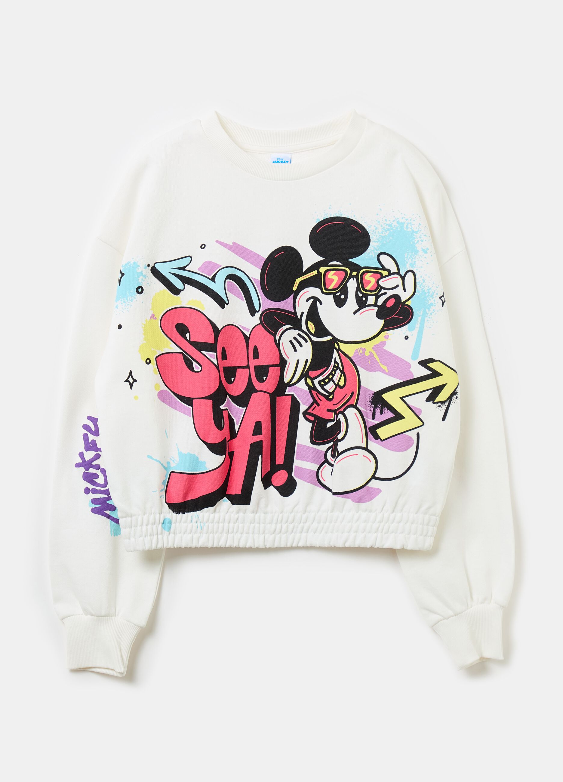 French terry sweatshirt with Mickey Mouse print