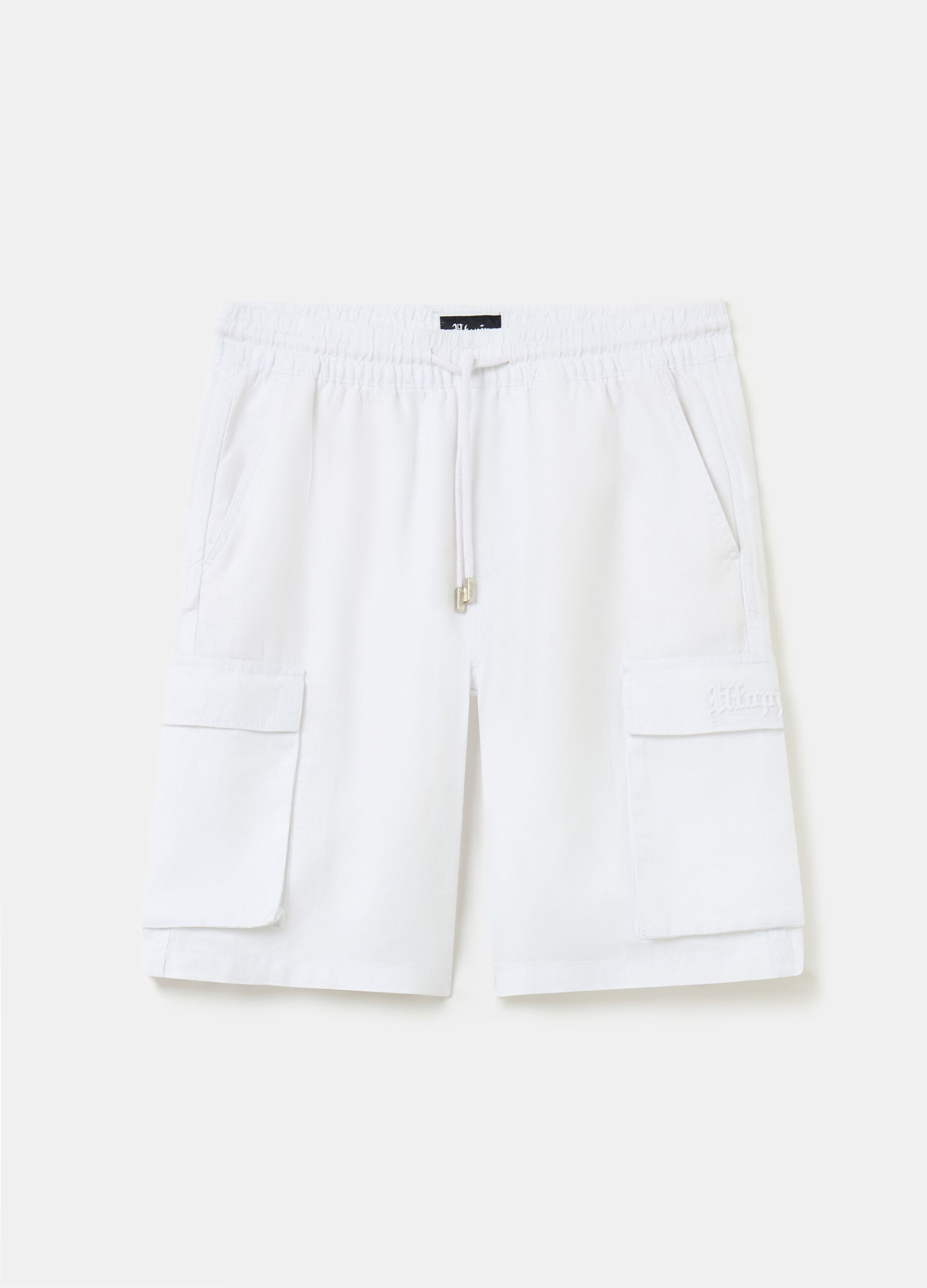 Ovs 100% Linen Cargo Shorts White