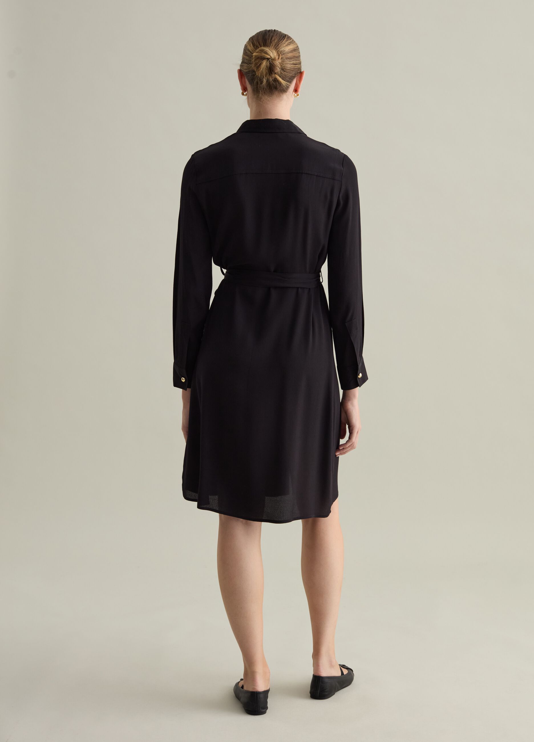 Contemporary shirt dress with belt