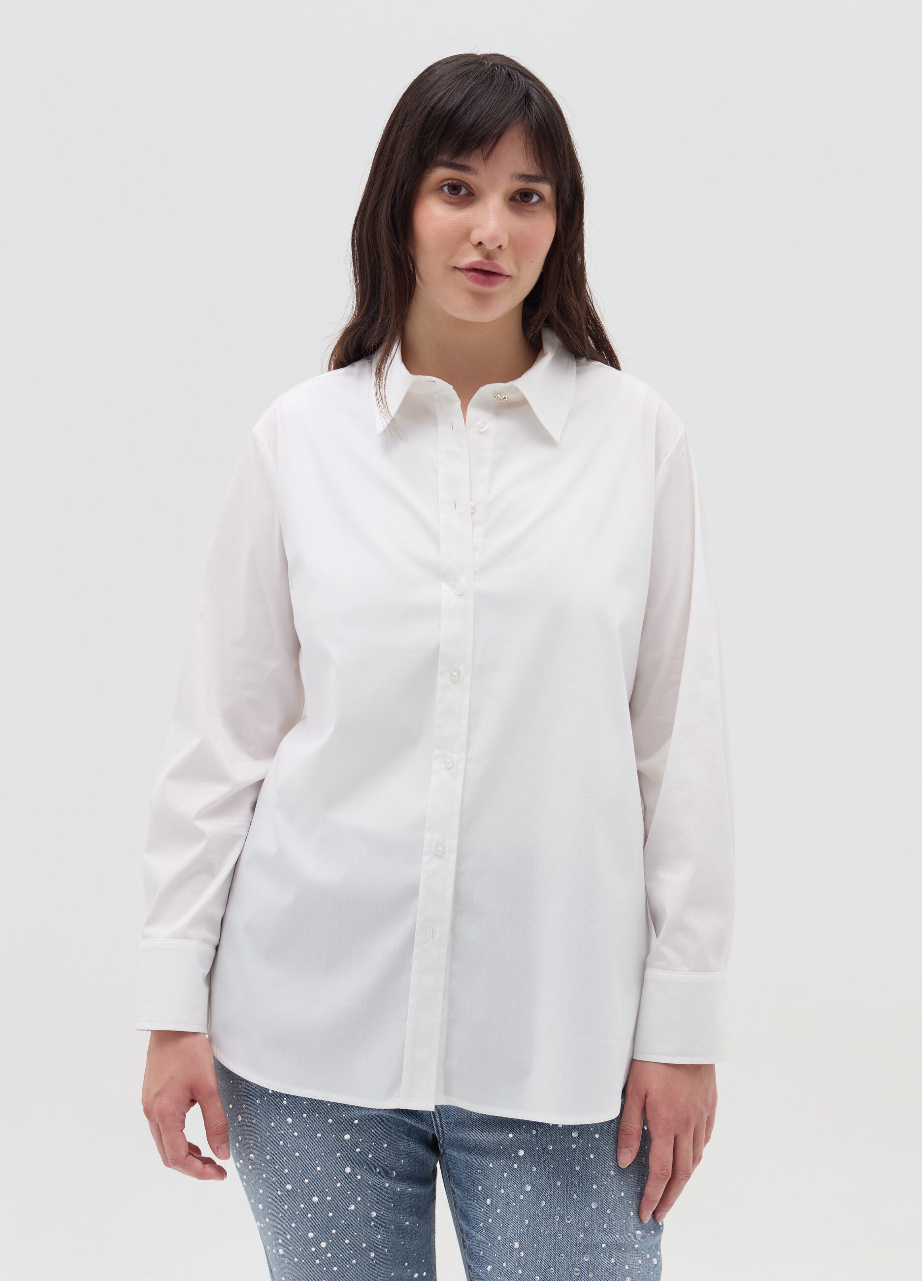 Curvy shirt in poplin