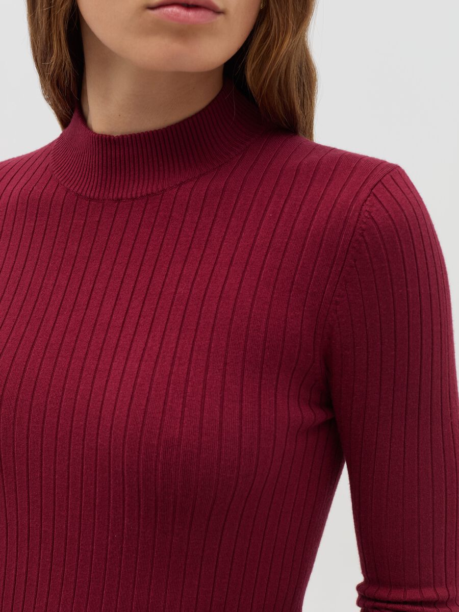 Ribbed knit pullover with mock neck_3