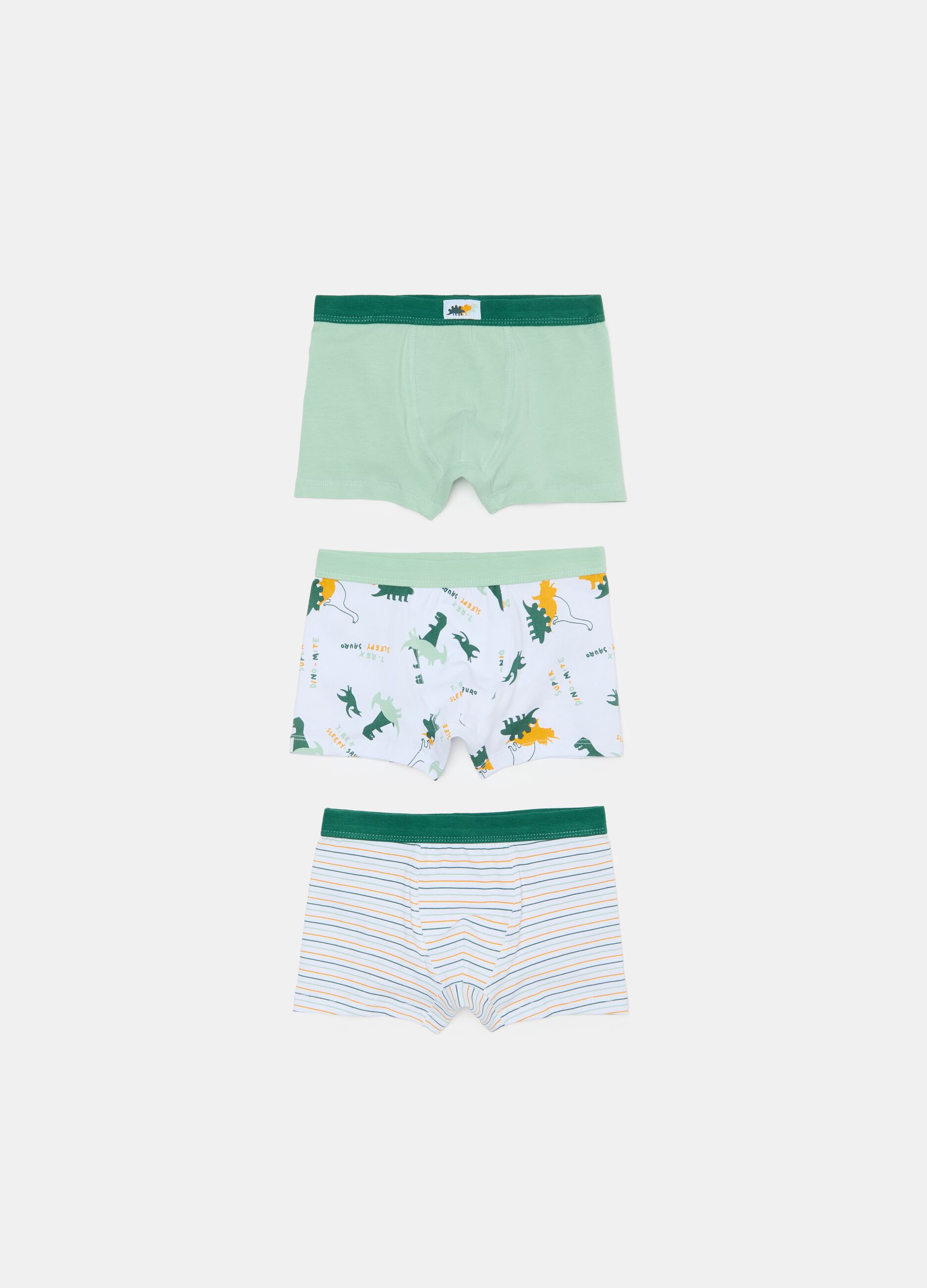 Three-pack boxer shorts with dinosaurs print