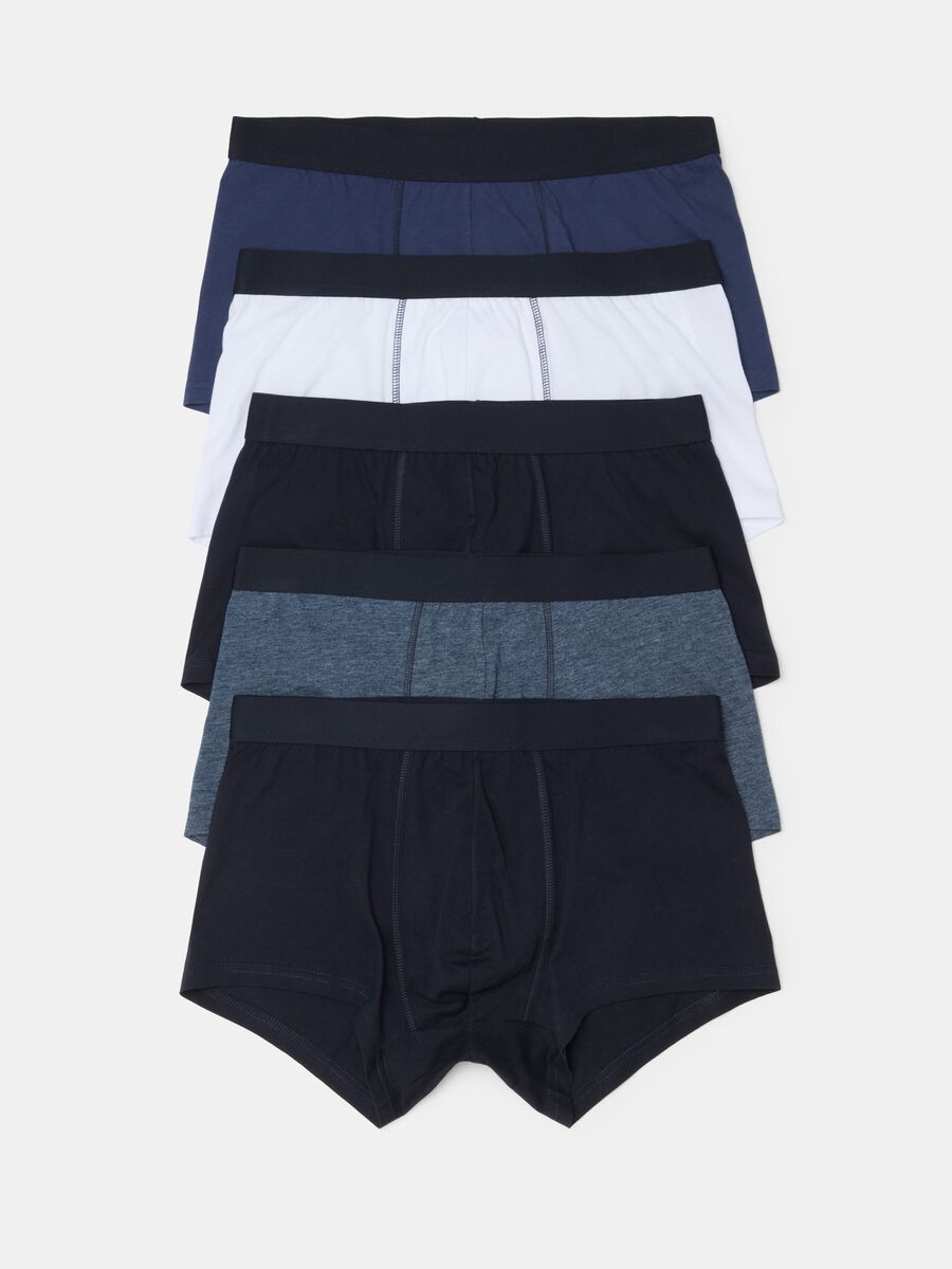 Five-pack solid colour cotton boxer shorts_0