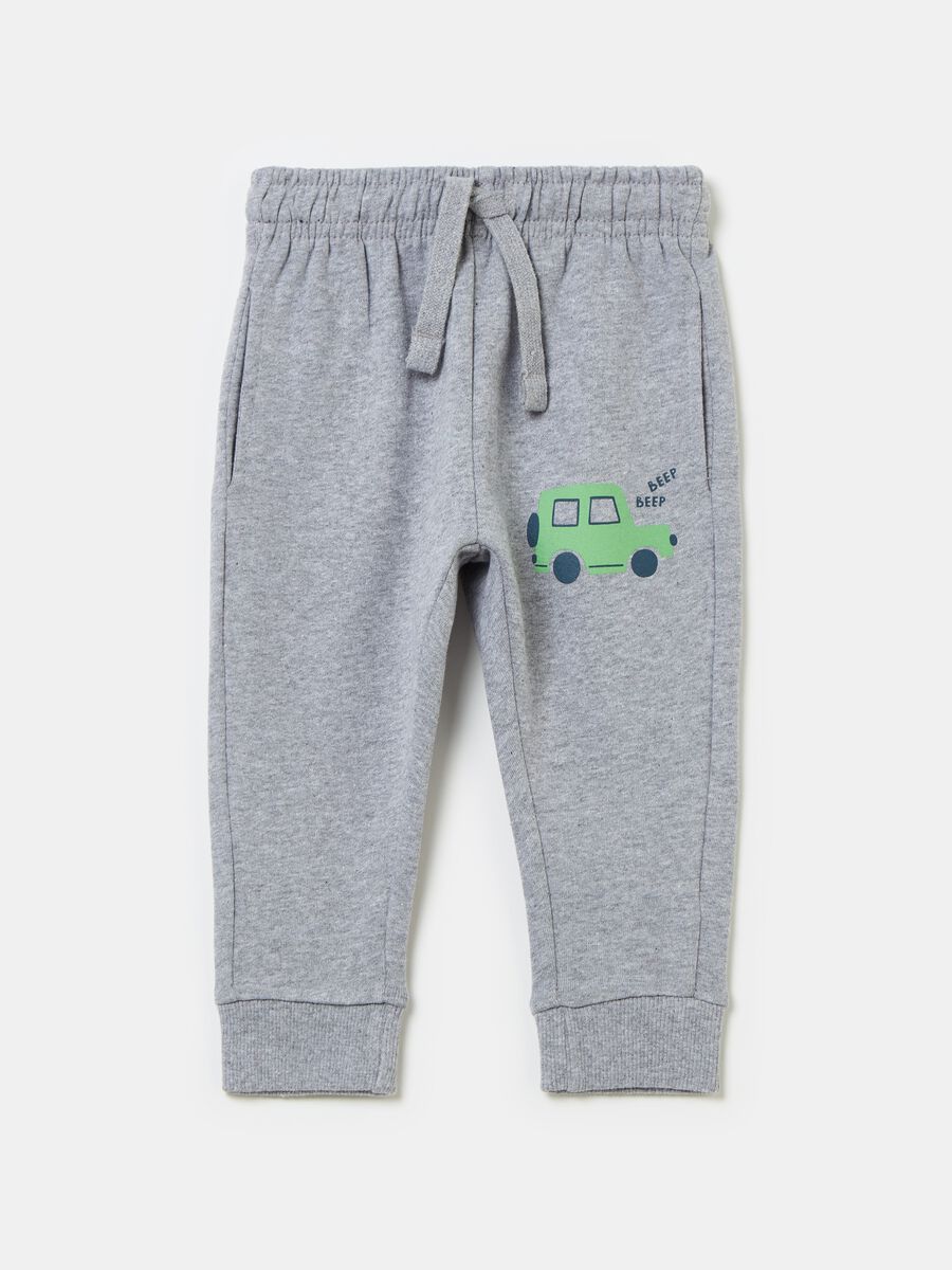 Fleece joggers with drawstring and print_0