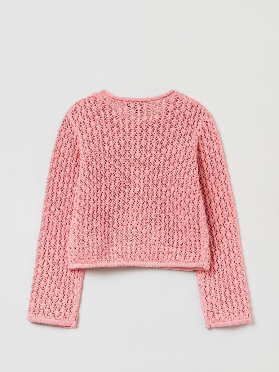 Cardigan in cotton with openwork weave_1