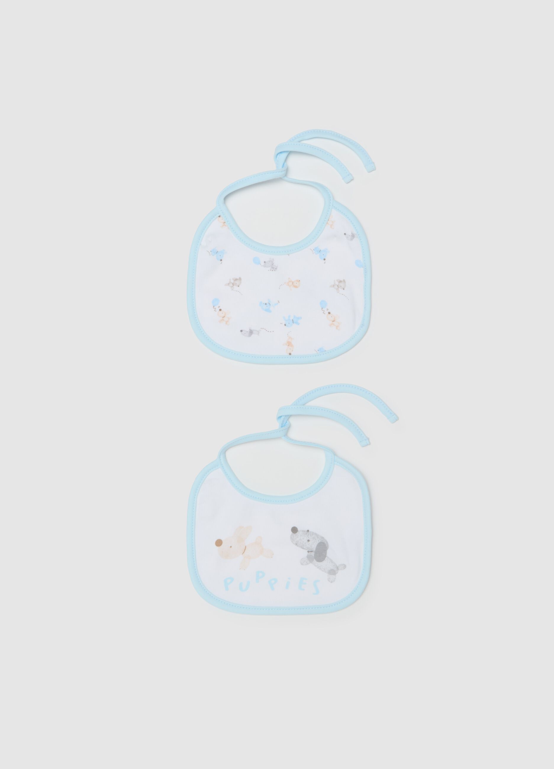 Two-pack bibs with puppies print