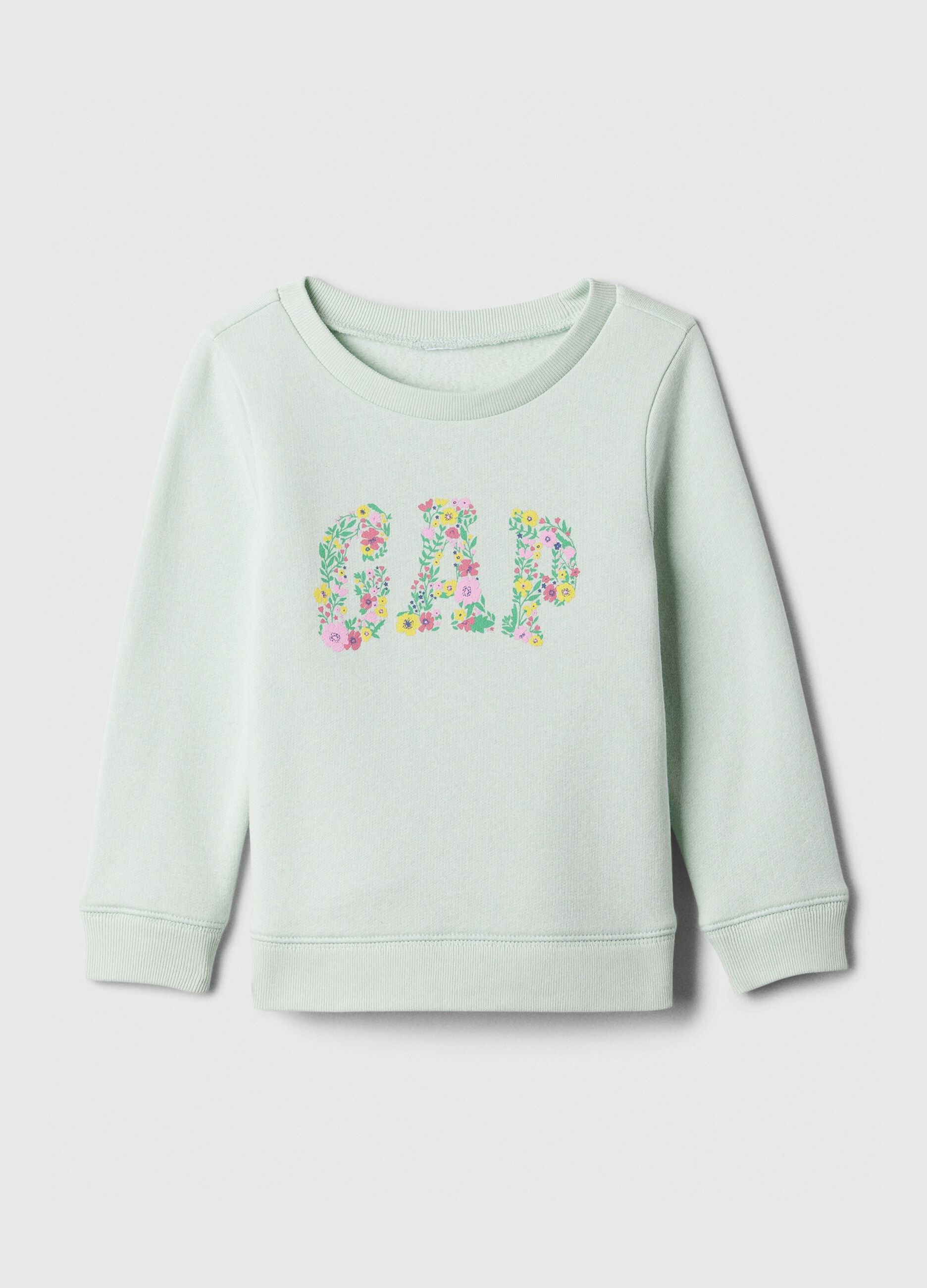 Sweatshirt with round neck and floral logo print