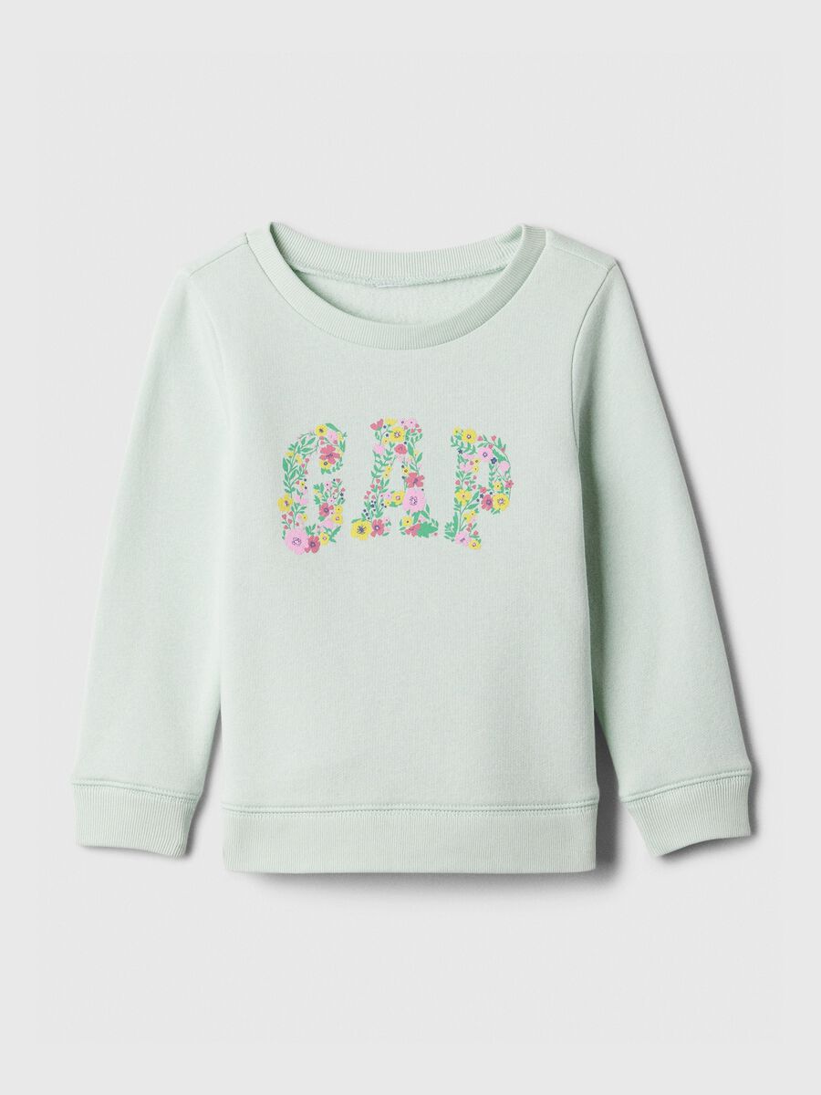 Sweatshirt with round neck and floral logo print_0