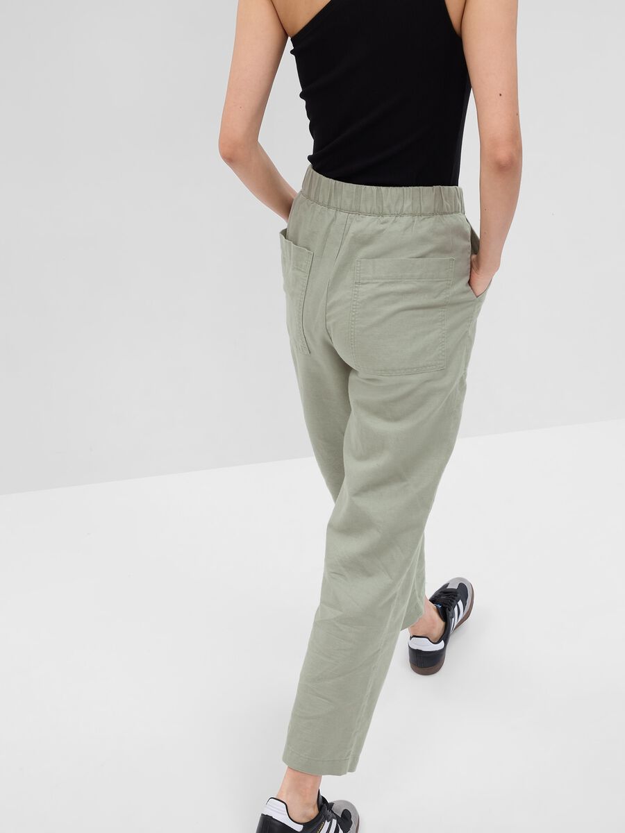 Pantaloni straight fit in lino e cotone_2