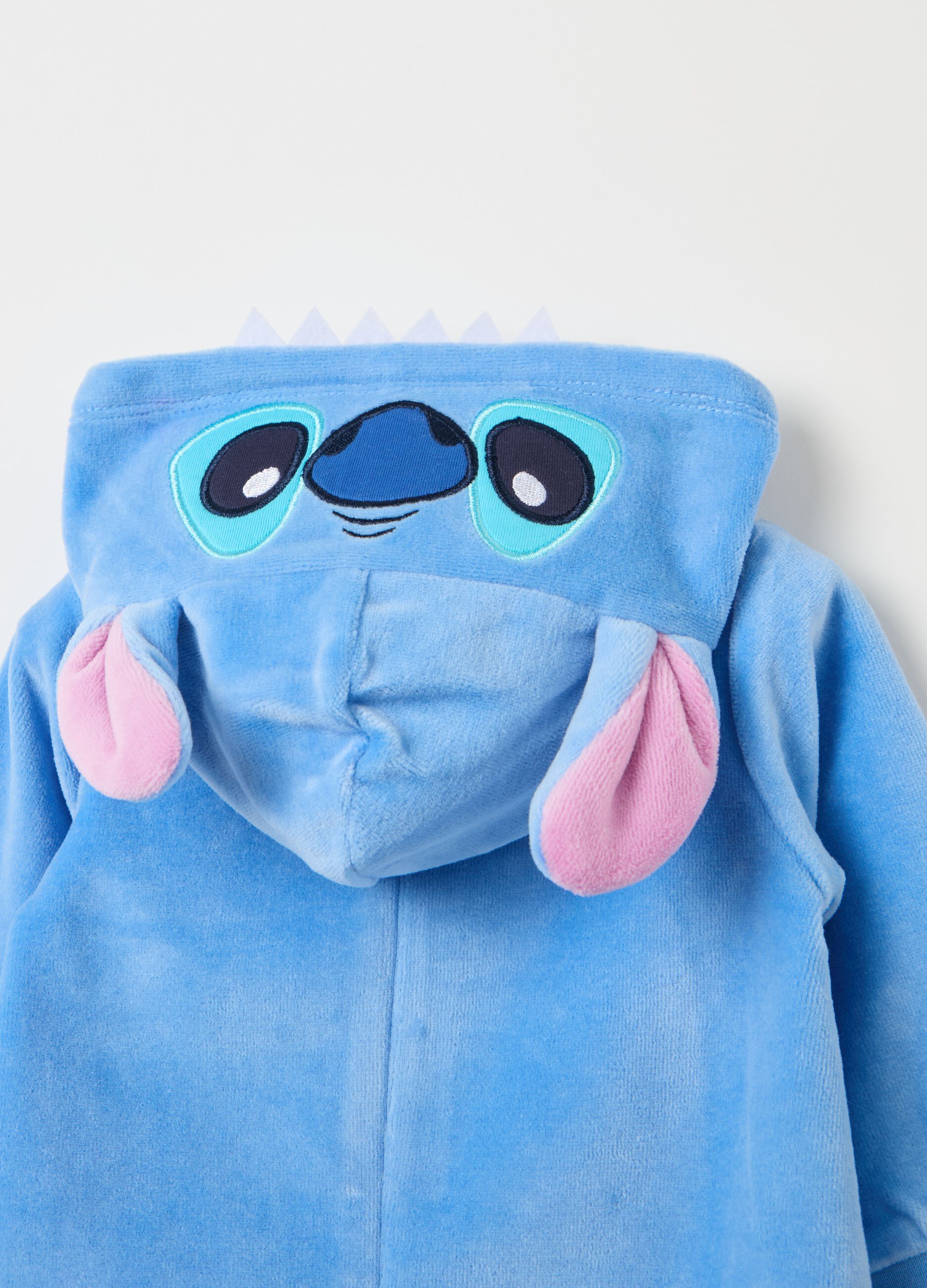 Velour onesie with Stitch embroidery