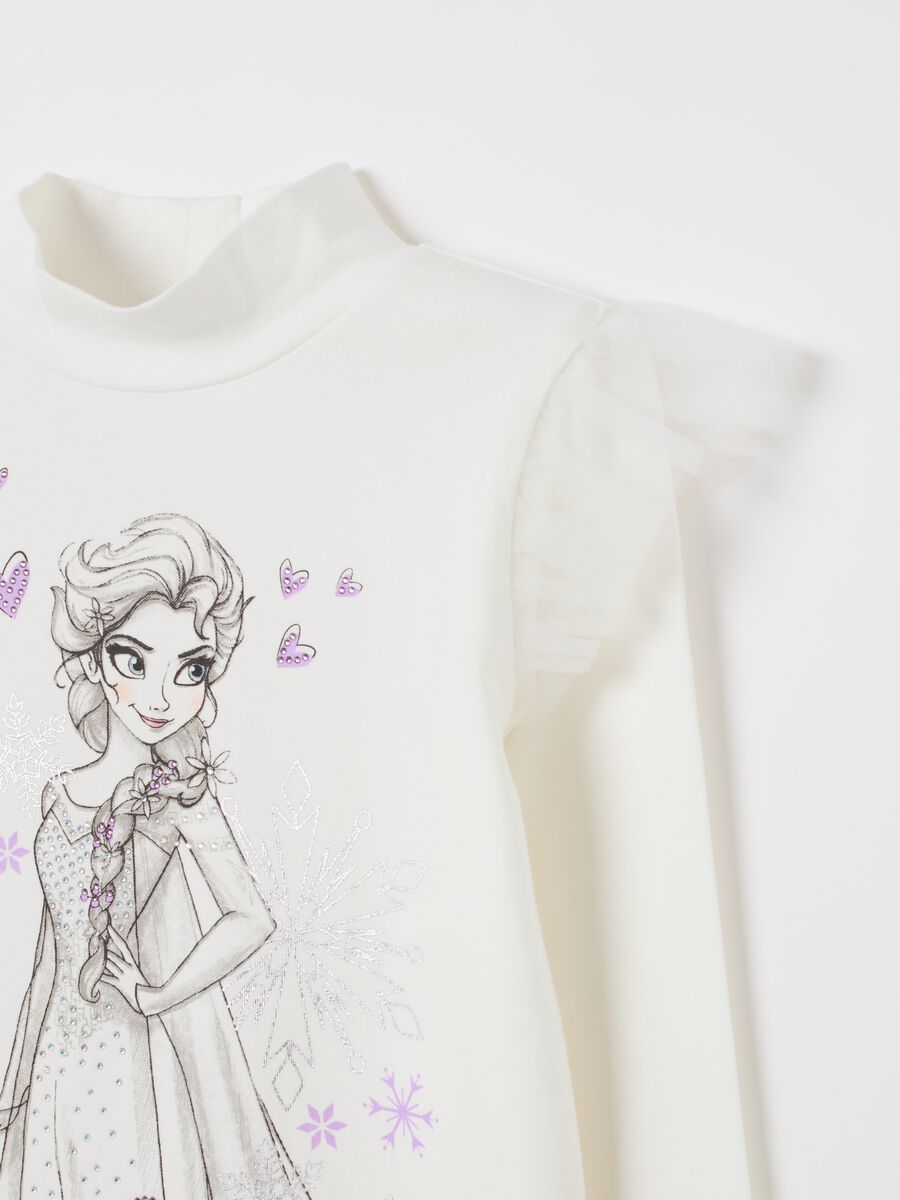 T-shirt with high neck with Elsa print and diamantés_2