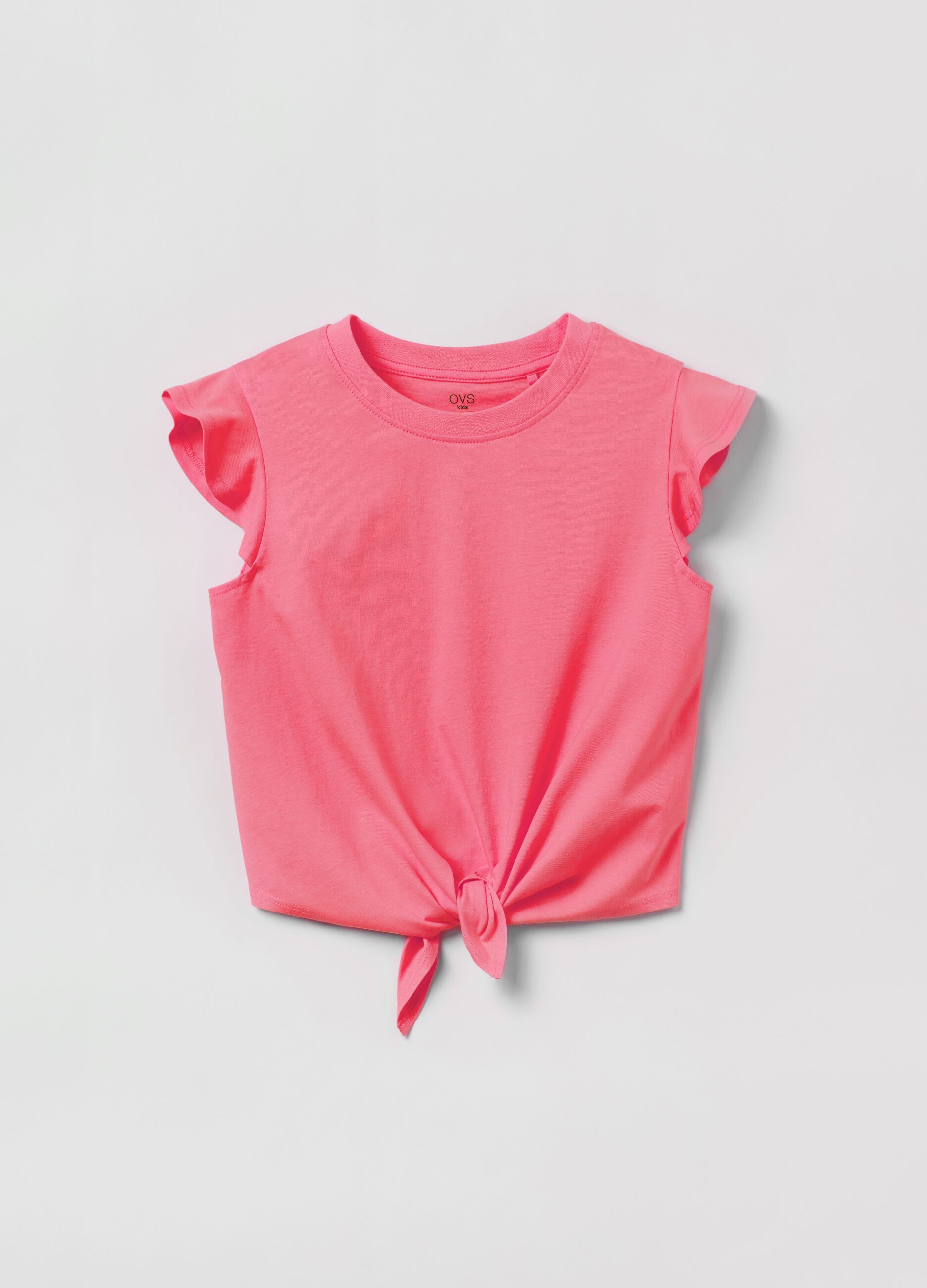 Cotton T-shirt with knot