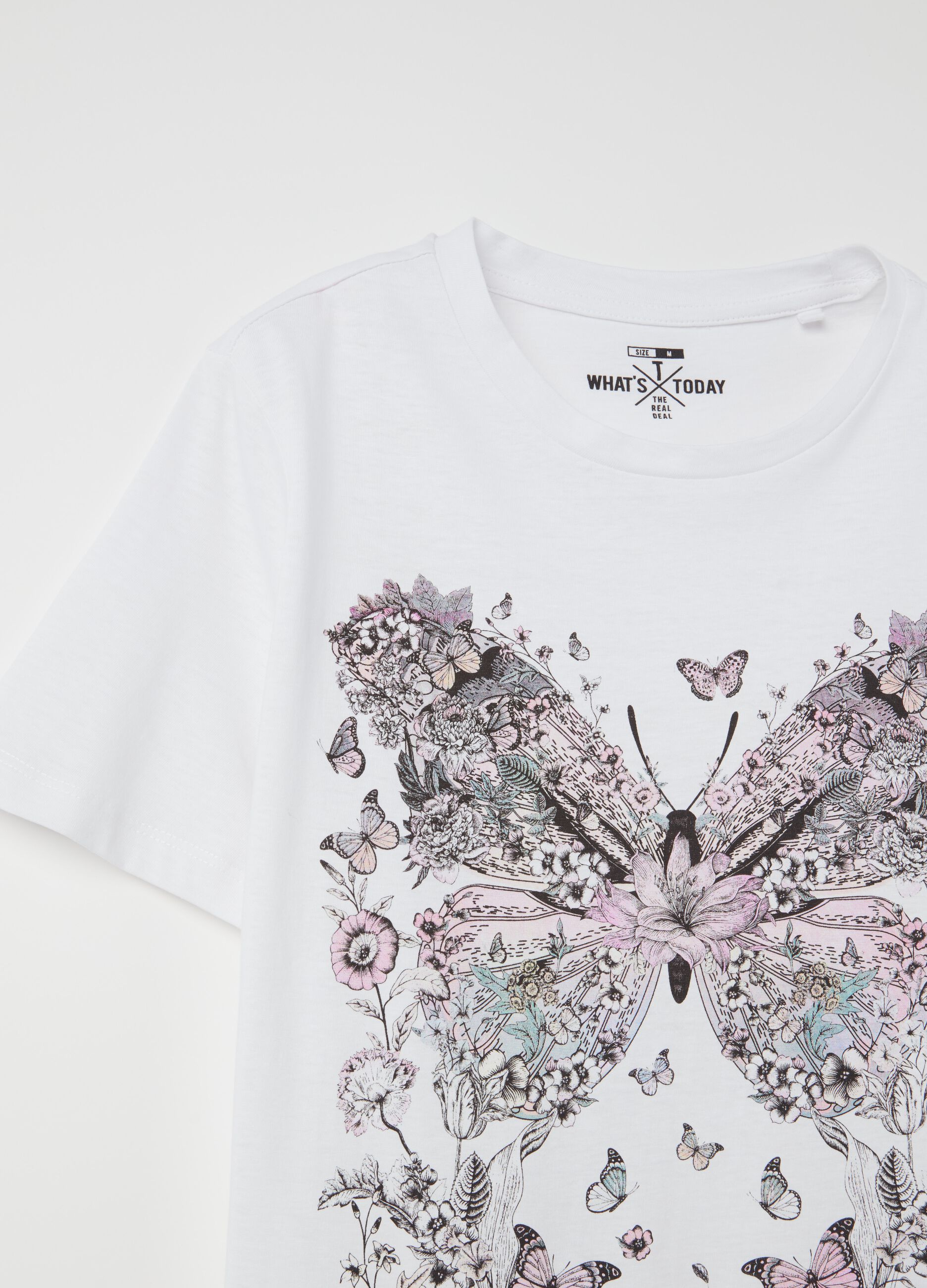 T-shirt with flowers and butterflies print