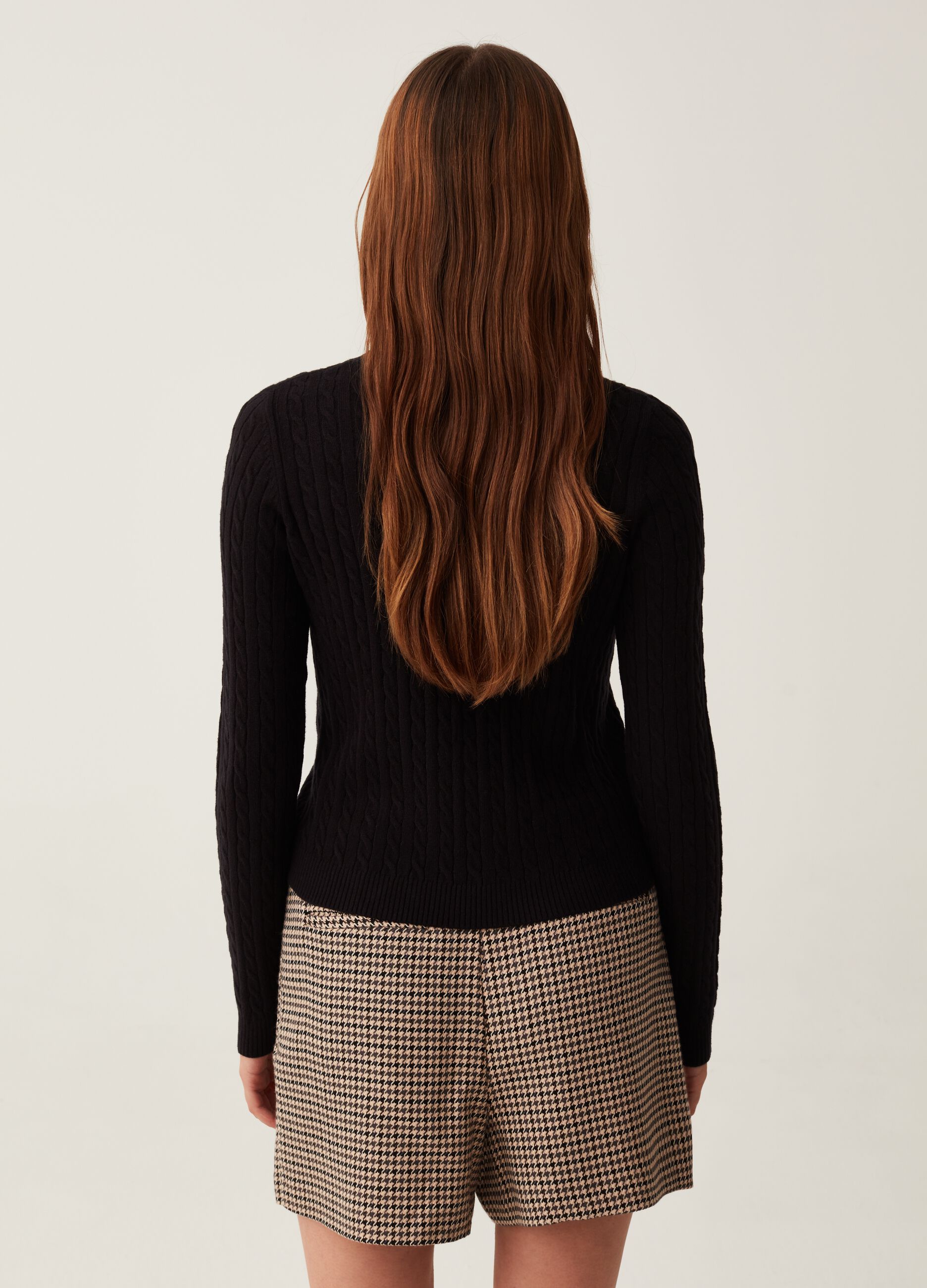 Pullover with cable-knit design