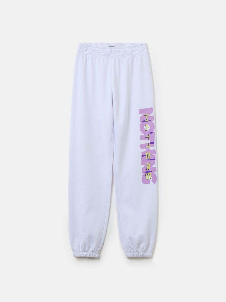 Joggers in fleece with elasticated edging and print_0