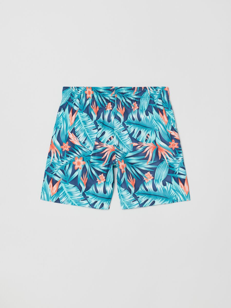 Swimming trunks with foliage print_1