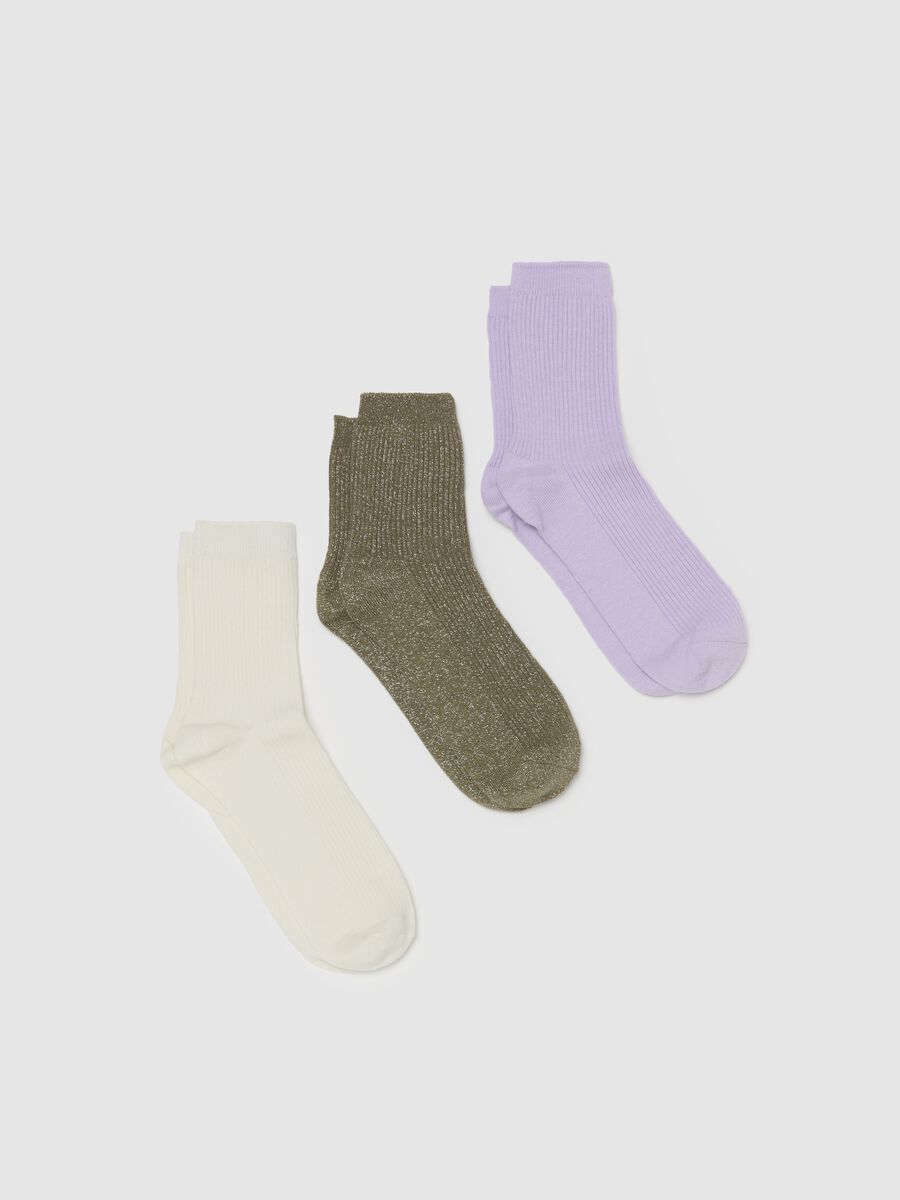 Three-pair pack stretch socks with lurex_0