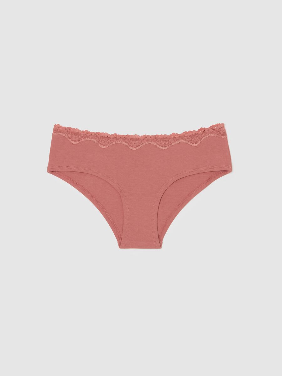 Knicker shorts in organic cotton with lace trim_0