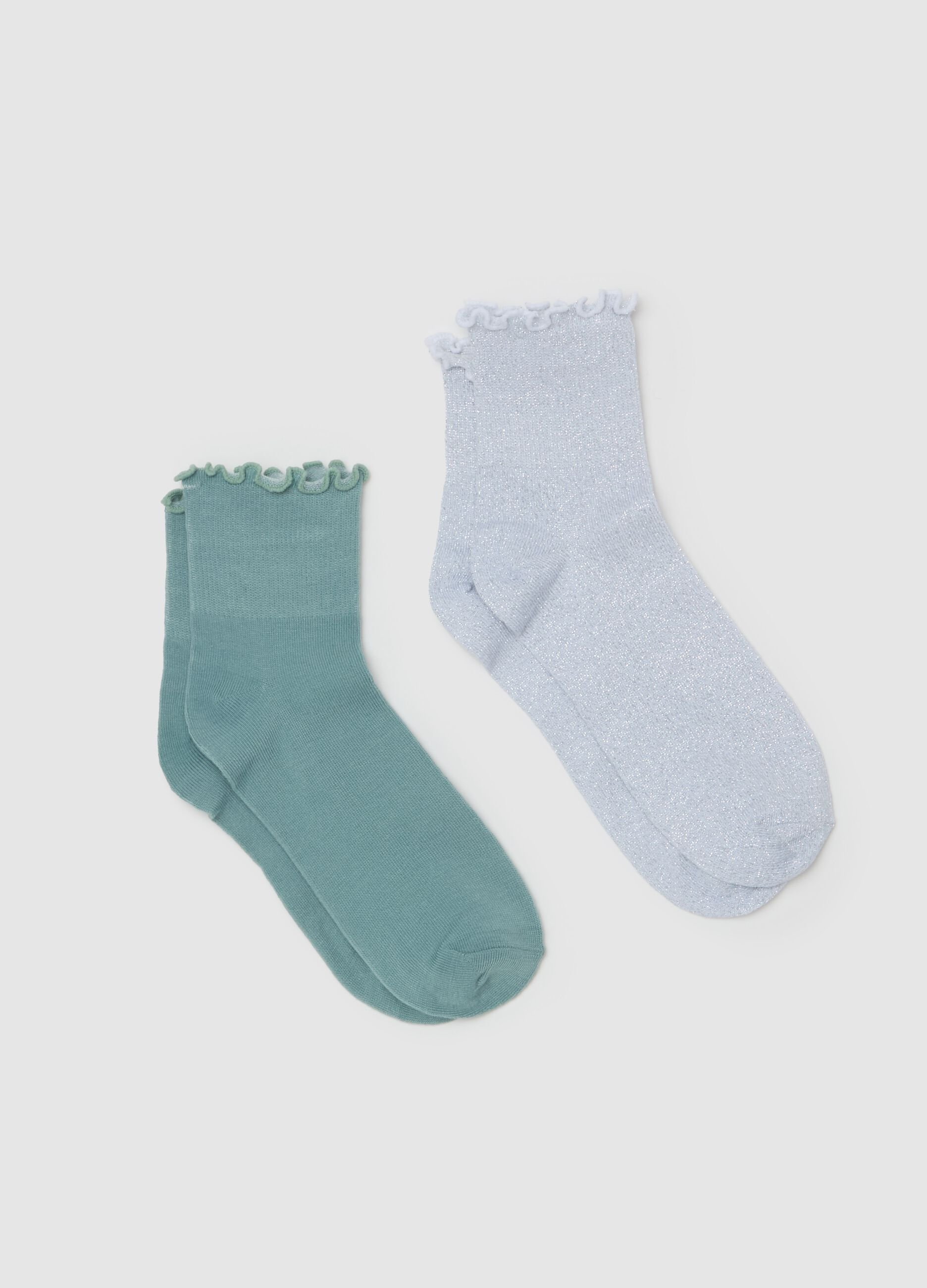 Two-pack short stretch socks with lurex