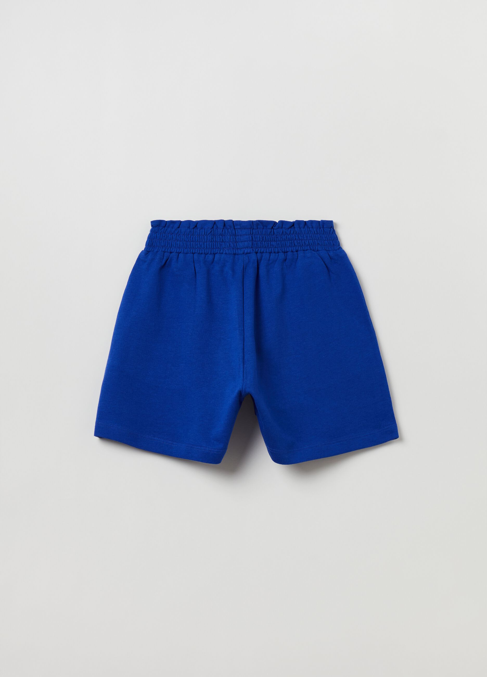 Cotton shorts with smock stitch