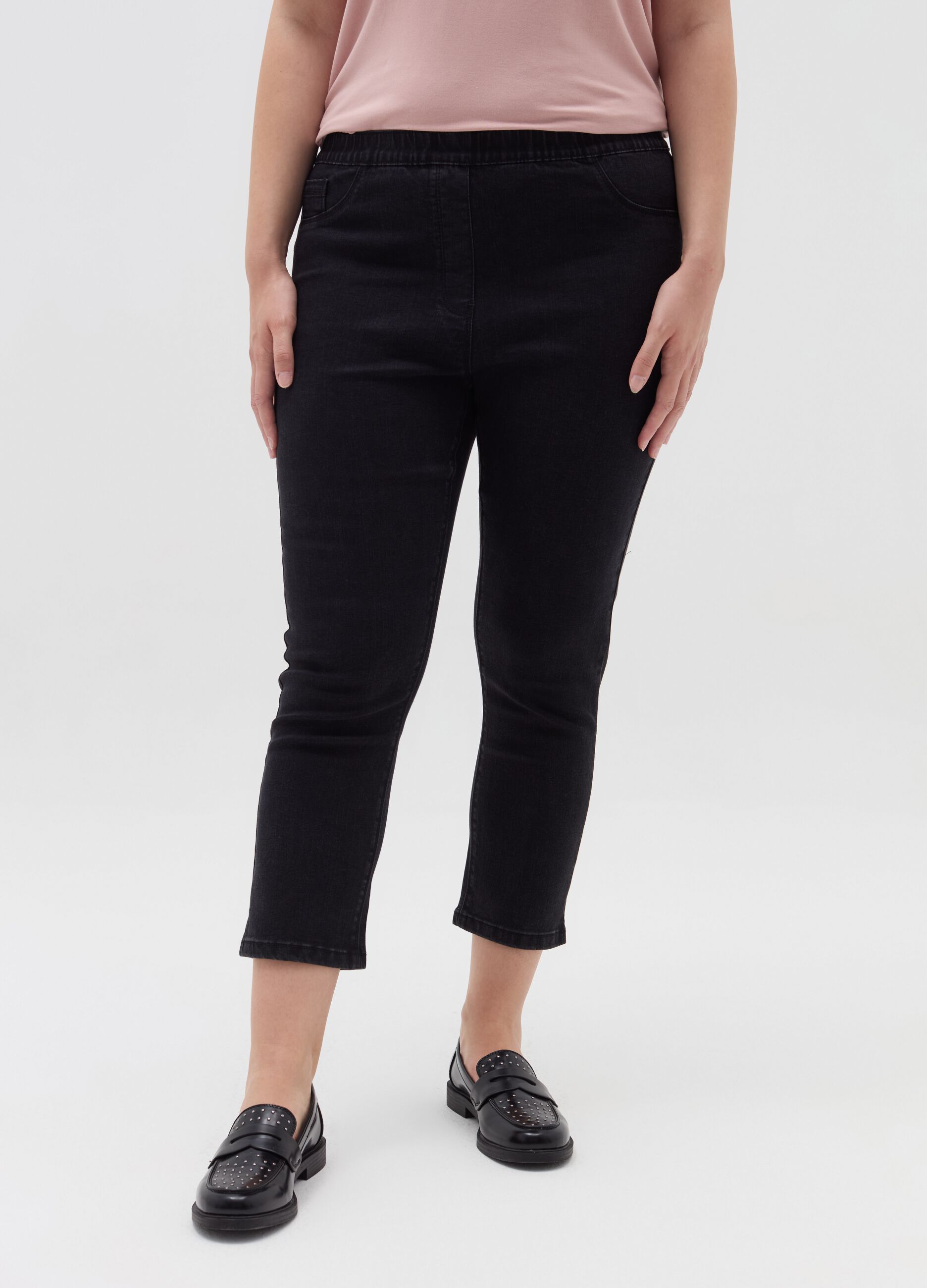 Curvy crop jeggings with splits