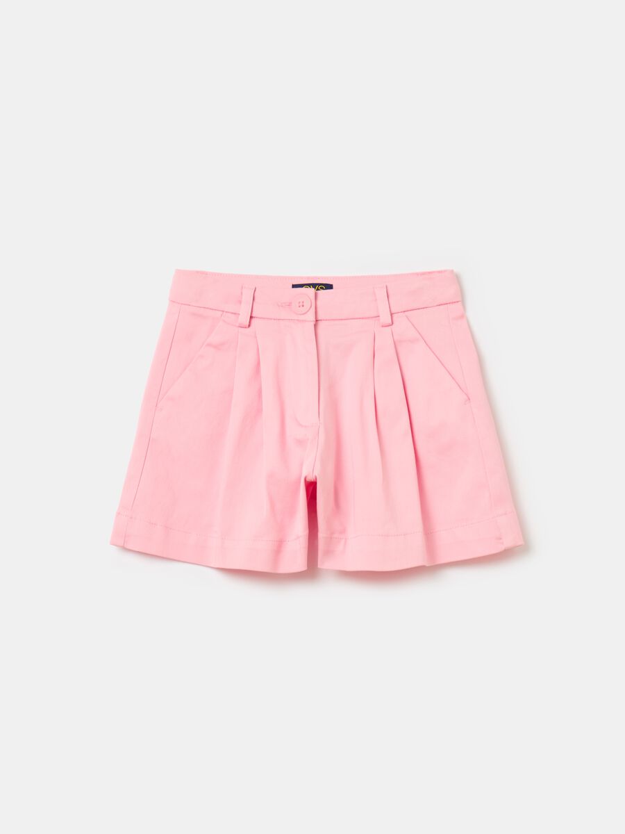 Stretch cotton shorts with pockets_0
