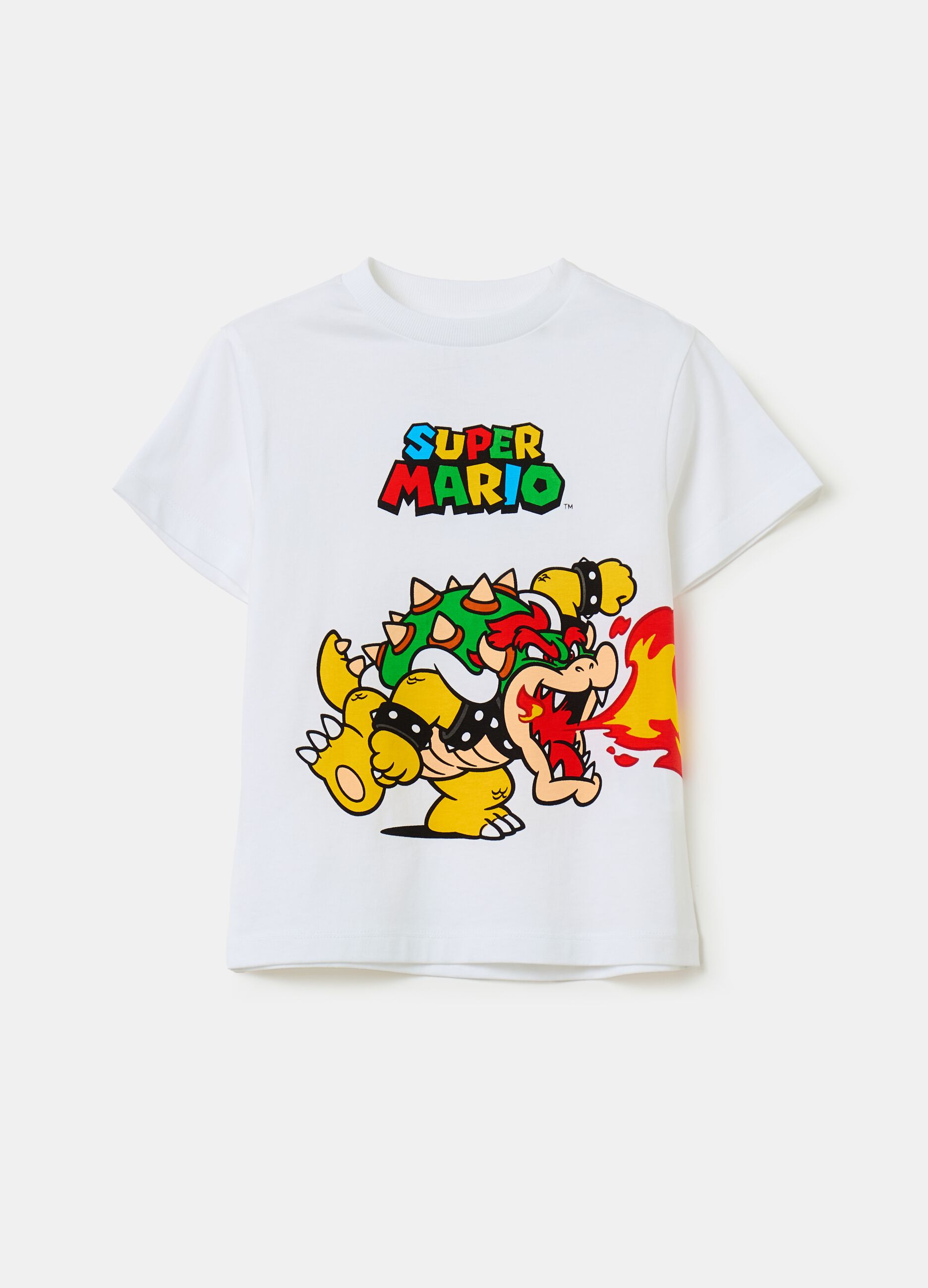 Cotton T-shirt with Bowser print
