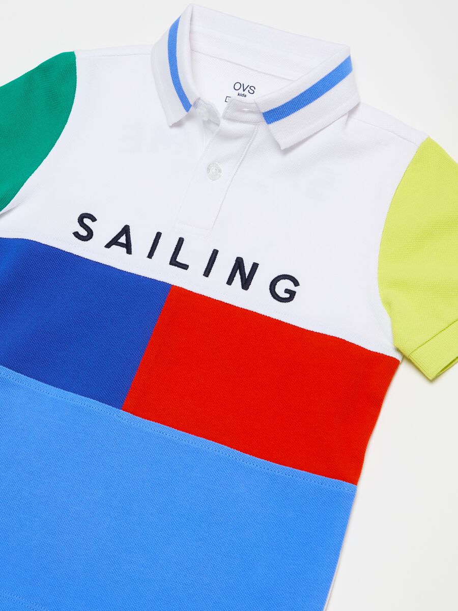 Colourblock piquet polo shirt with print_2