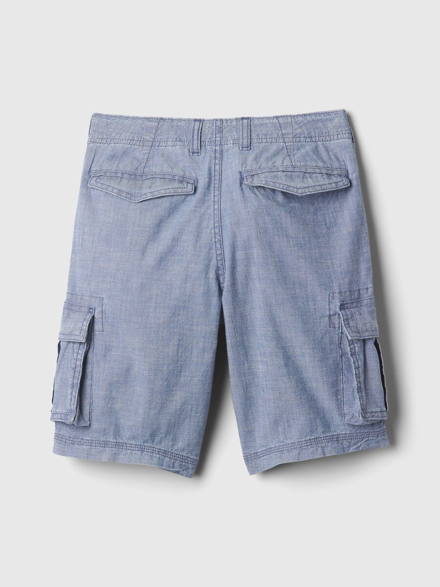 Cargo Bermuda shorts in chambray cotton_4