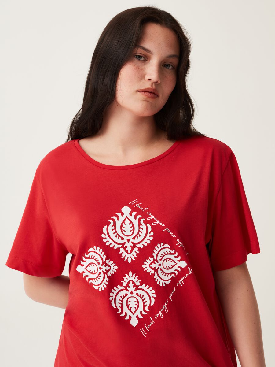 T-shirt con stampa e nodo Curvy MYA_0