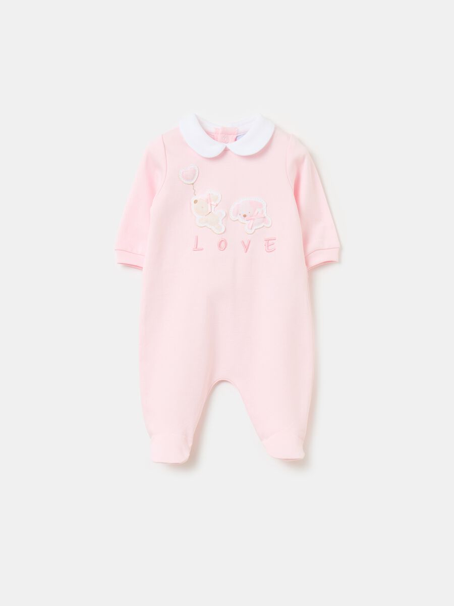 Organic cotton onesie with feet and application_0