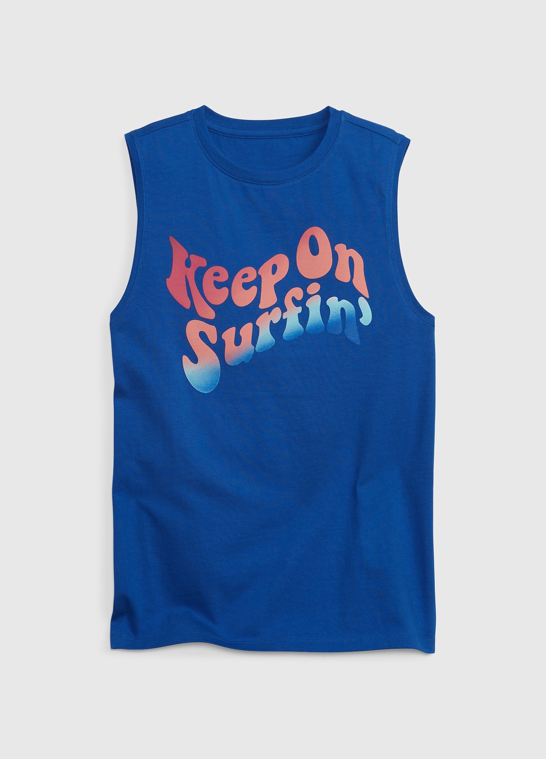 Cotton tank top with lettering print