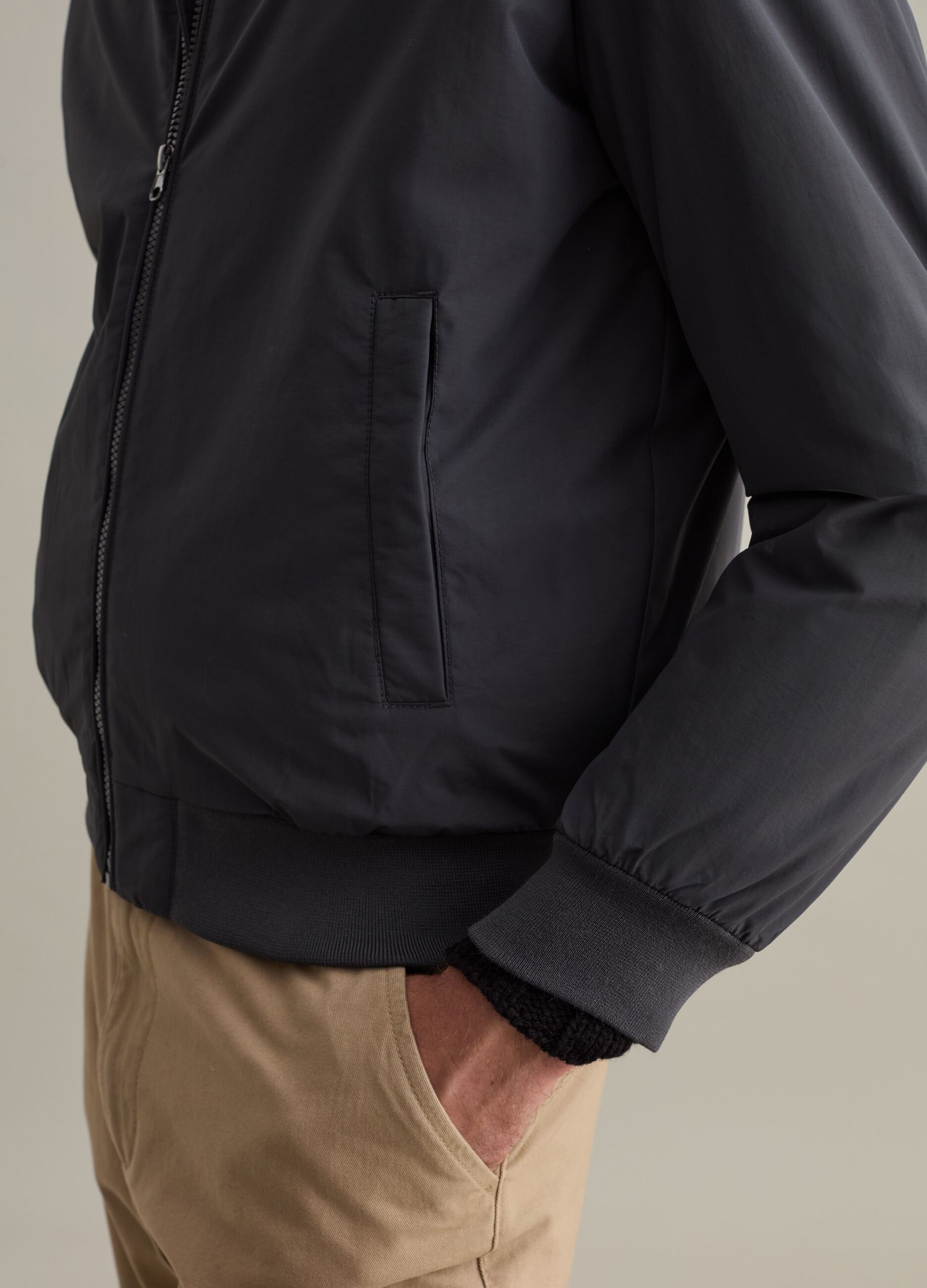 Full-zip bomber jacket with high neck