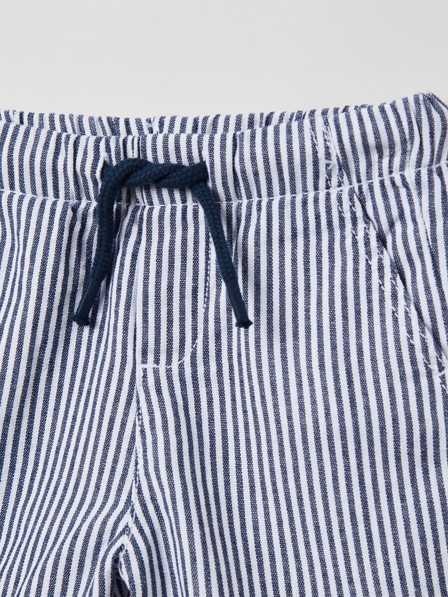 Shorts in cotone a righe tinto filo_2