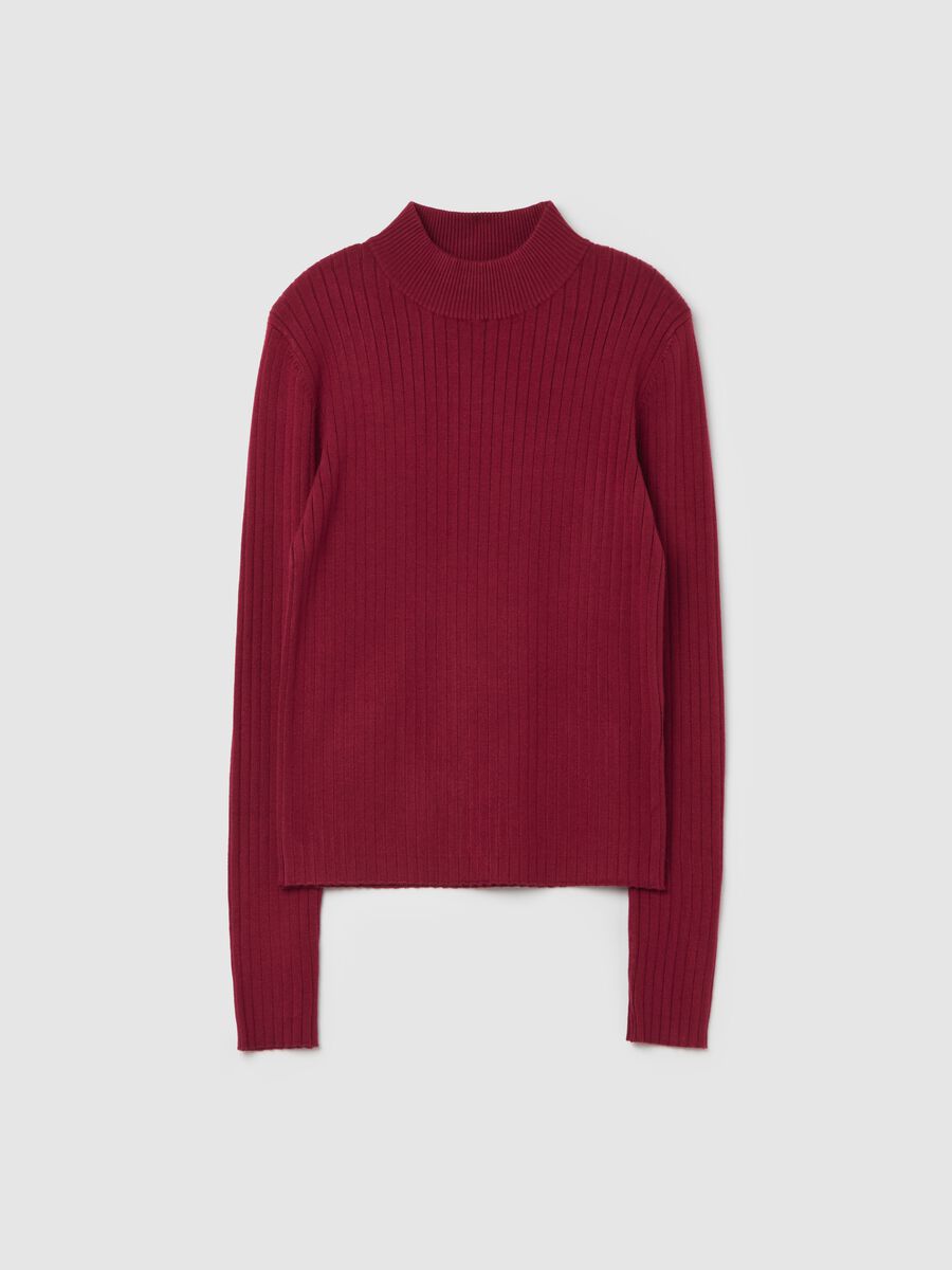 Ribbed knit pullover with mock neck_4