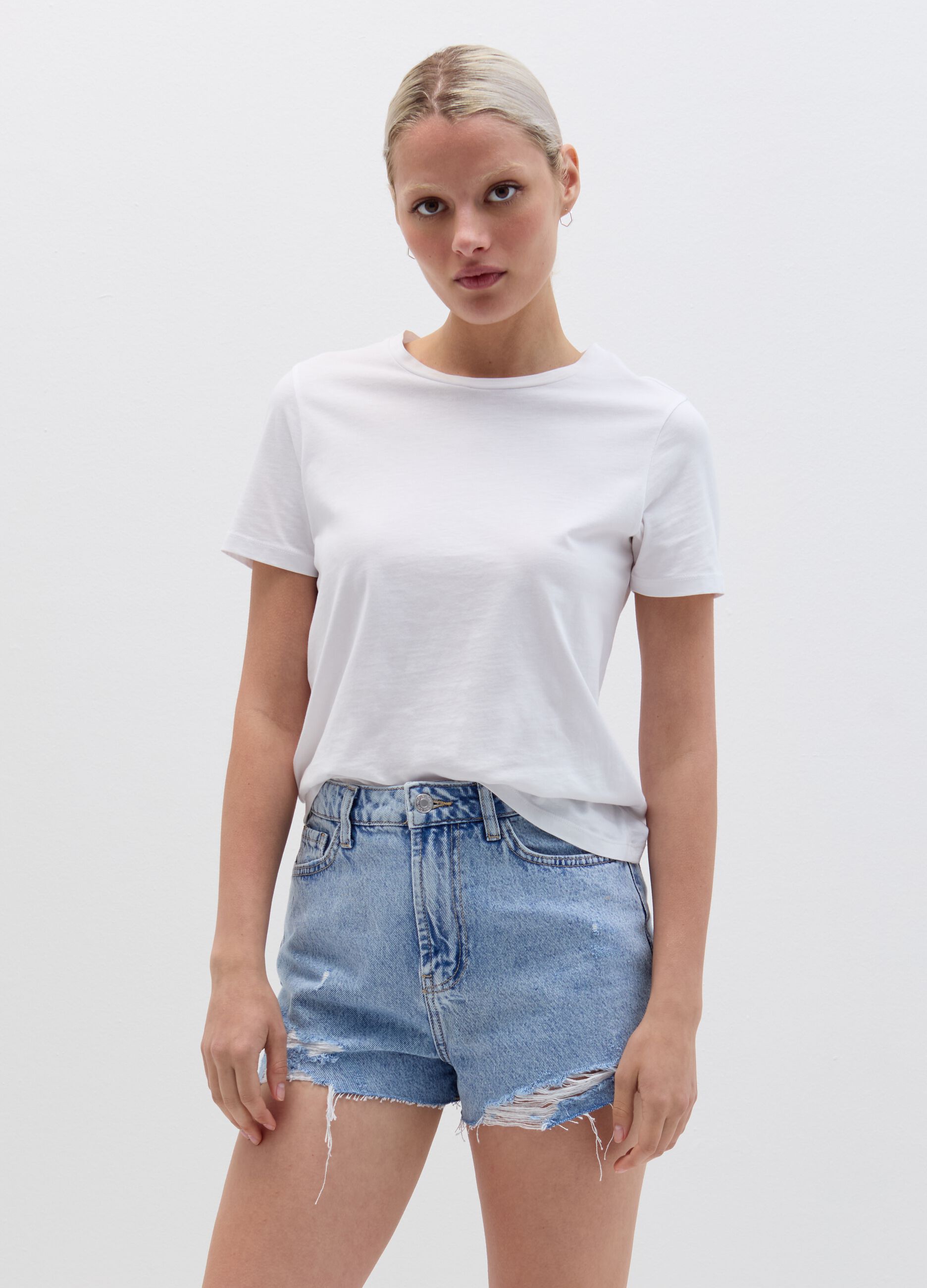 Ovs Shorts in denim con strappi e abrasioni