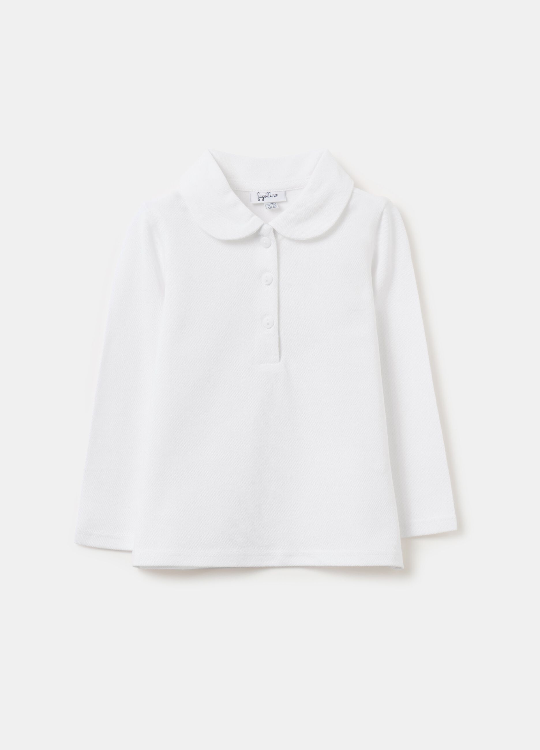 Long-sleeved polo shirt in organic cotton