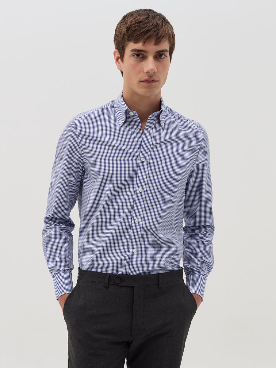 Slim-fit micro-check shirt_0