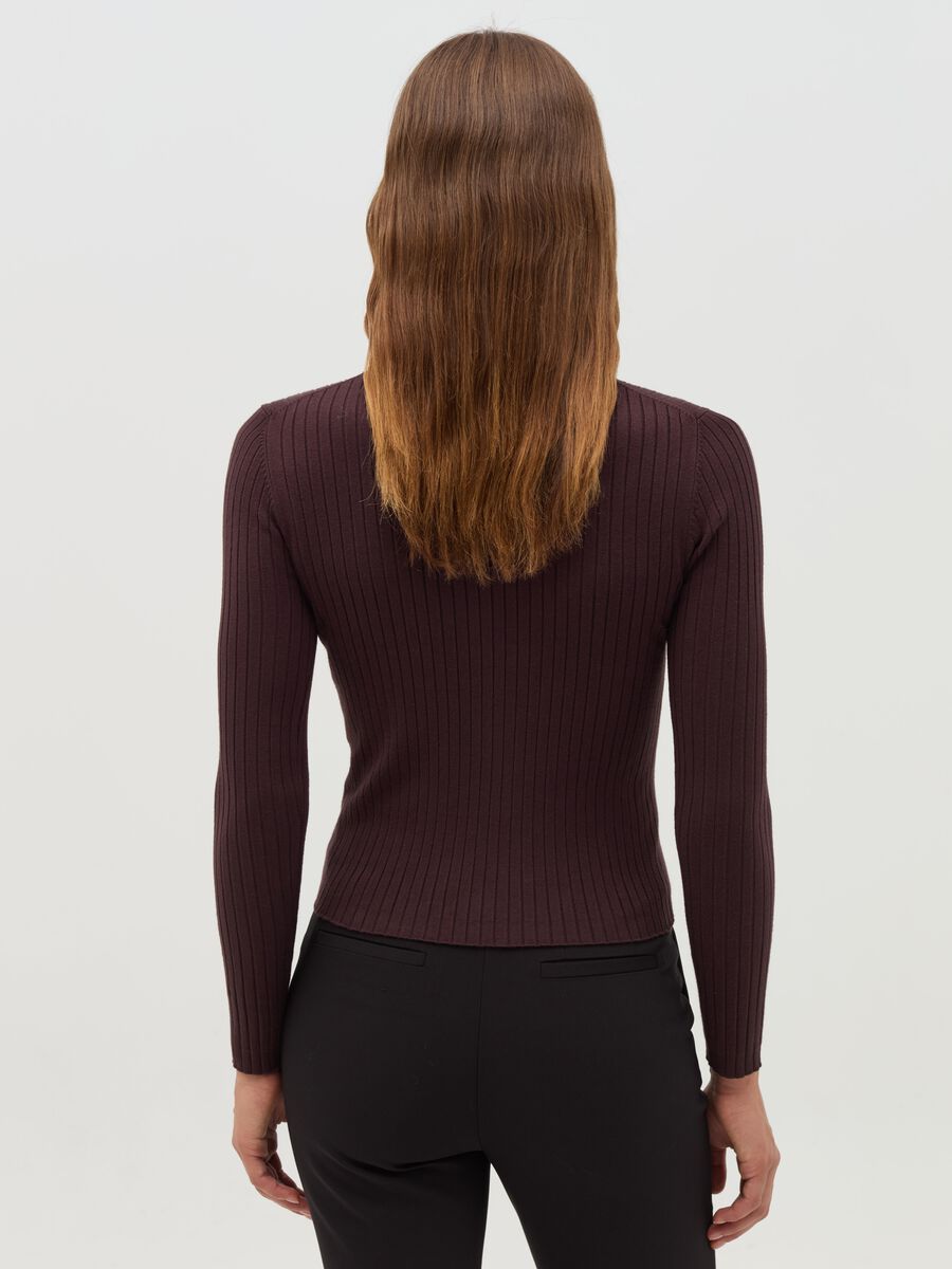 Pullover mock neck in maglia a coste_2