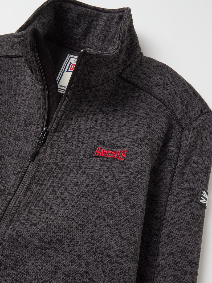 Full-zip mélange sweatshirt with high neck and logo_5