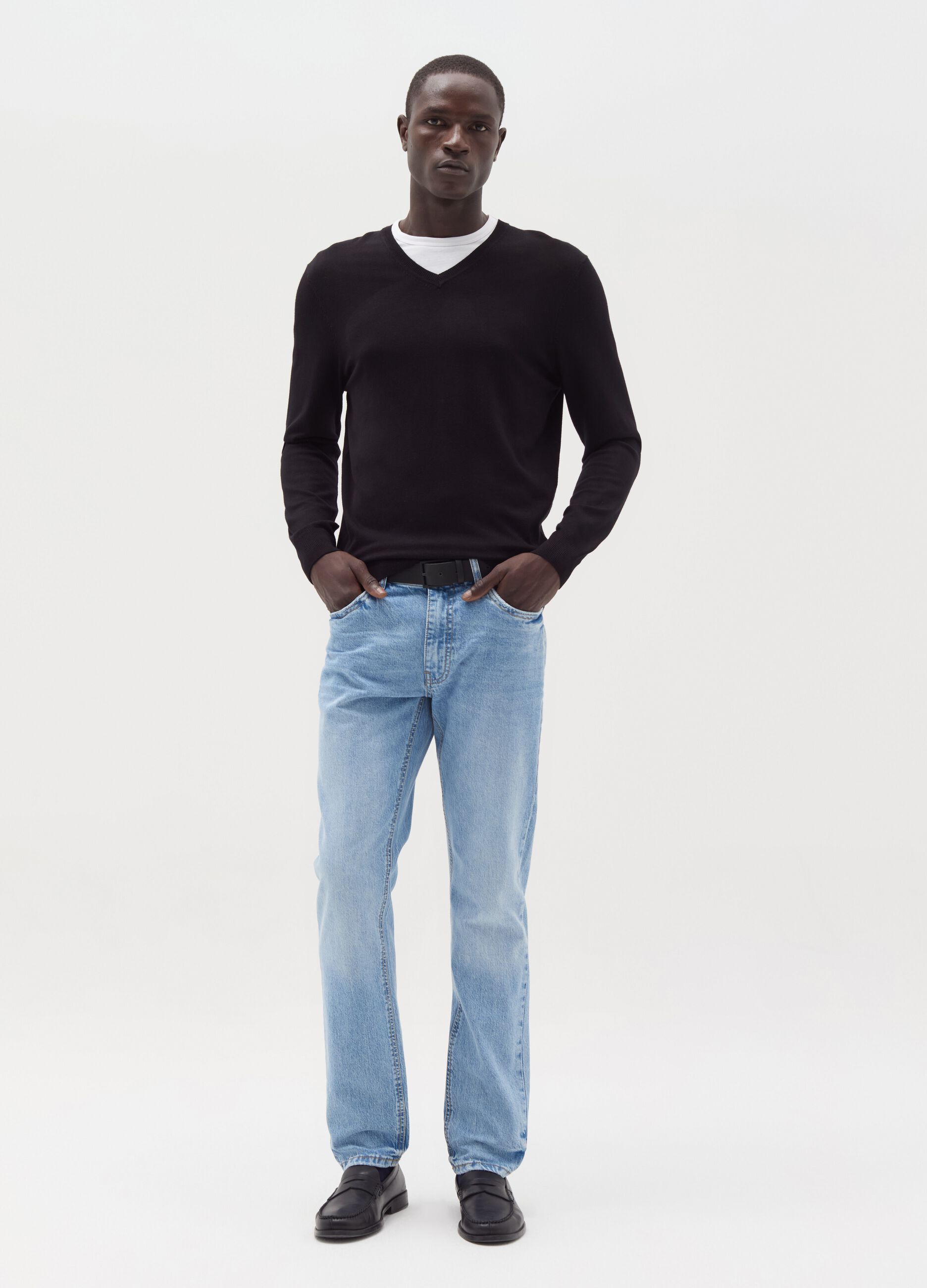 Slim-fit acid-wash jeans with fading