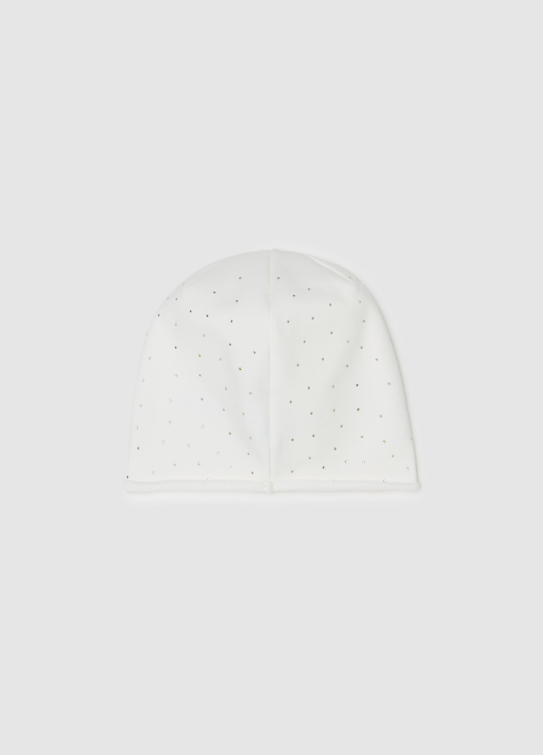 Organic cotton fleece hat with diamantés