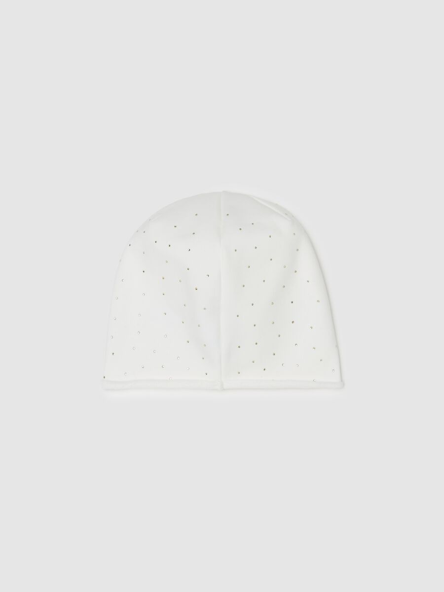 Organic cotton fleece hat with diamantés_1