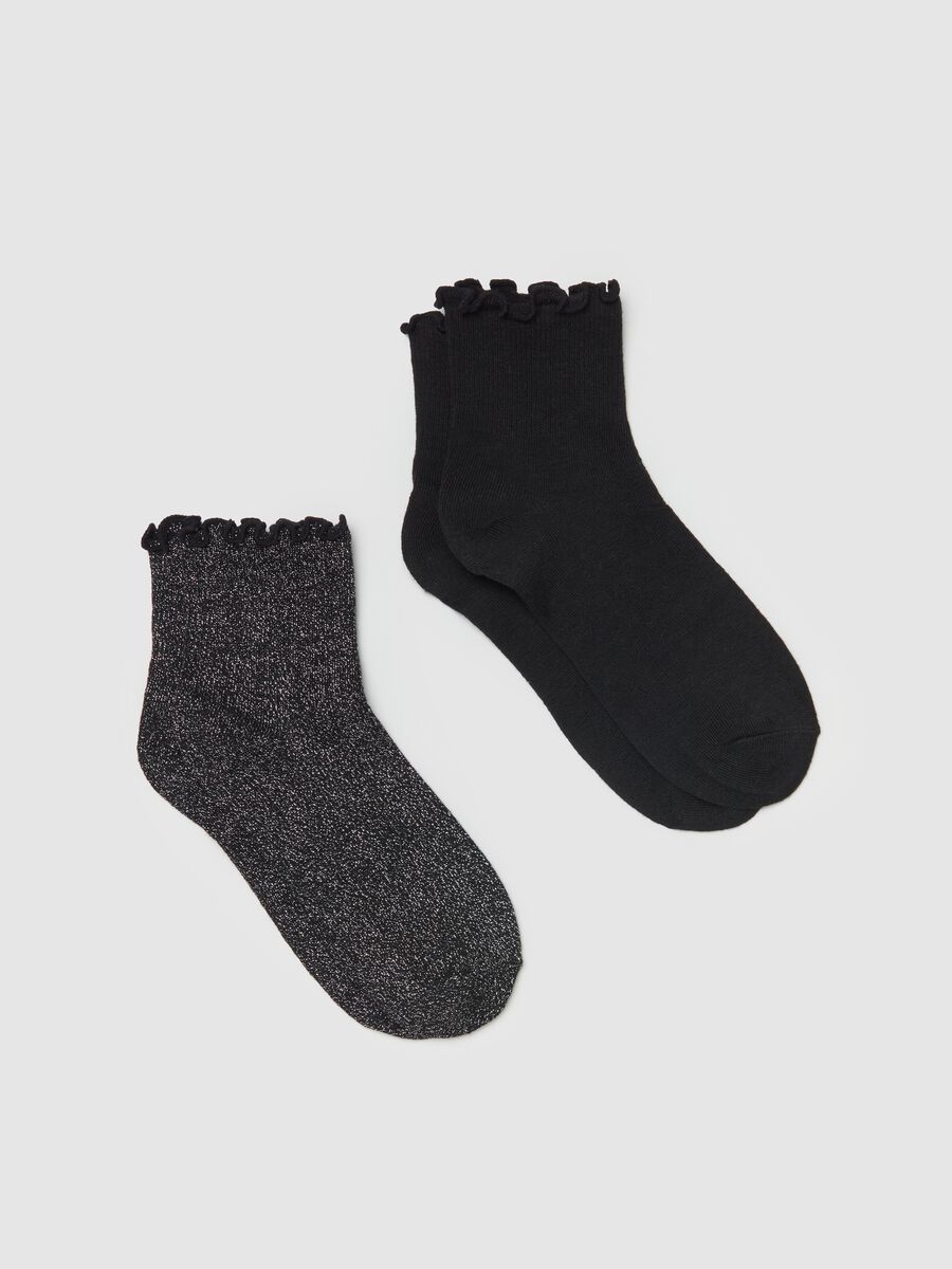 Two-pair pack short stretch socks with lurex_0